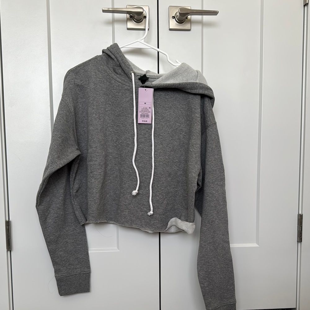 Wild Fable Gray Cropped Hoodie Sweater
